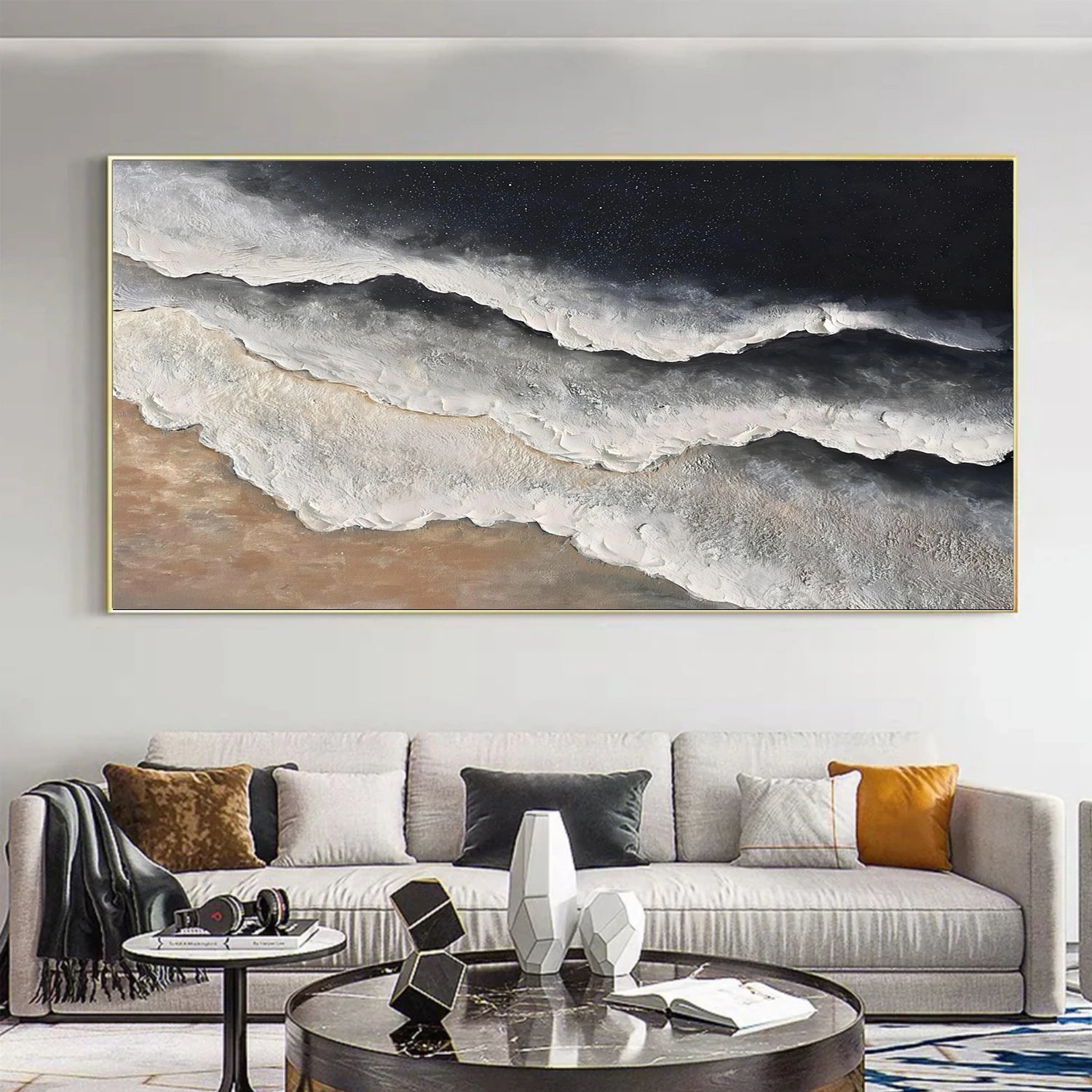 Sky And Ocean Abstract Textured Wall Art #SO392