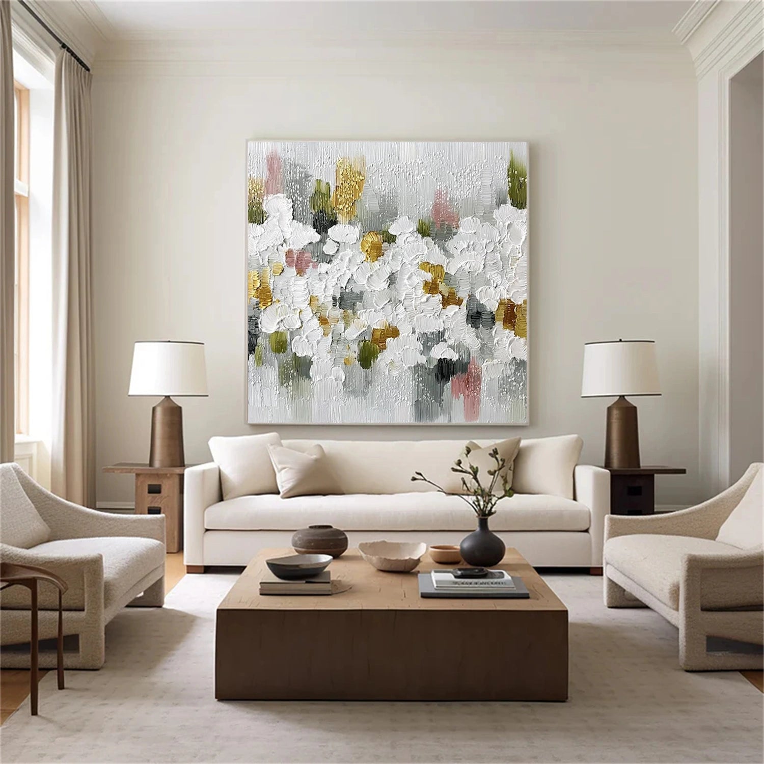 Tree And Flower Abstract Textured  Wall Art #TF197