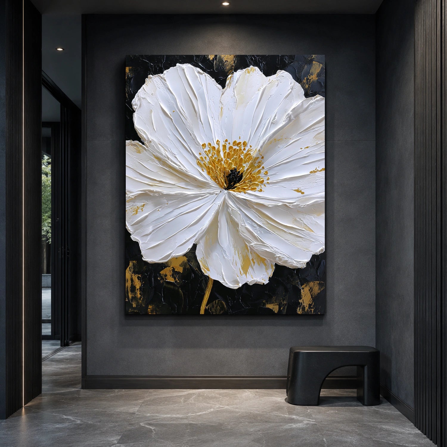 Tree And Flower Abstract Textured Wall Art #TF216