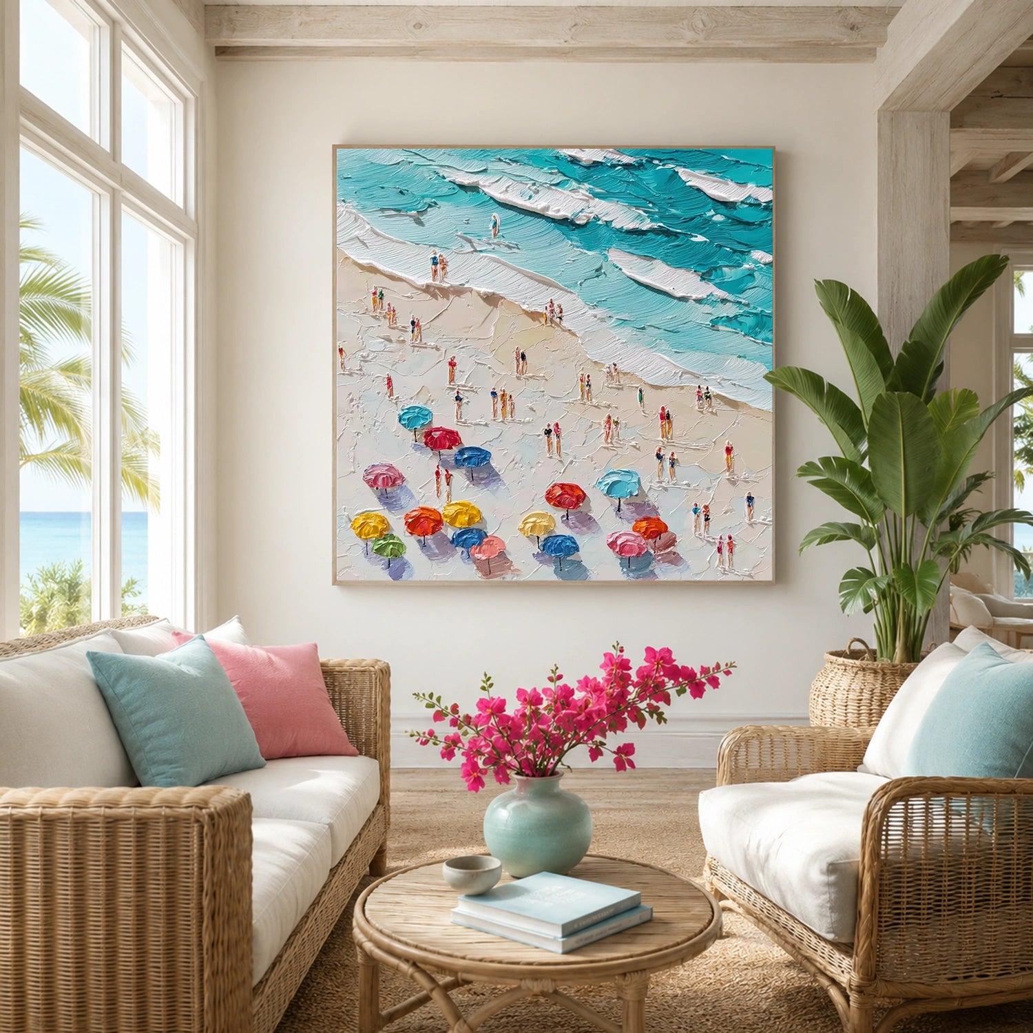 Sky And Ocean Abstract Textured Wall Art #SO429