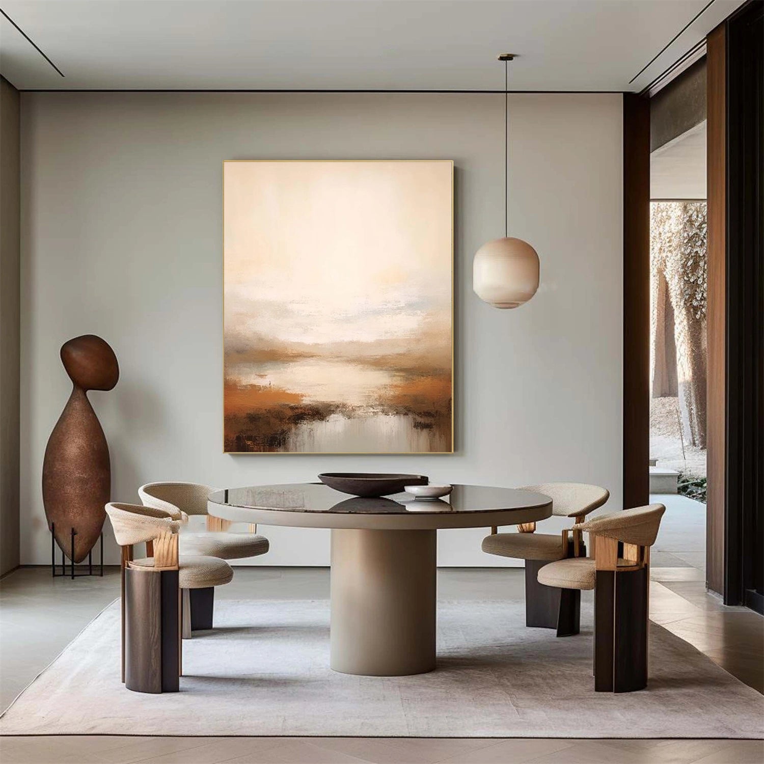 Beige & Brown Abstract Wall Art #AW147