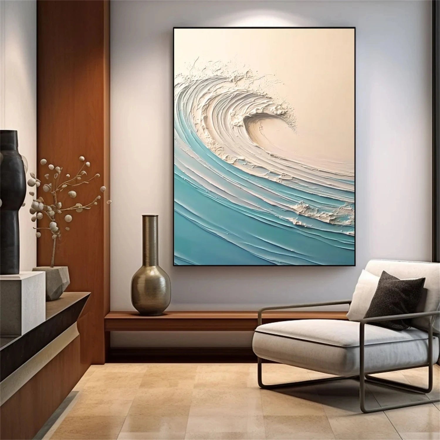 Sky And Ocean Abstract Textured Wall Art #SO284
