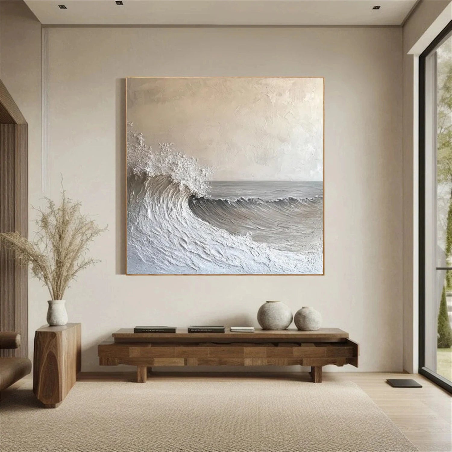 Sky And Ocean Abstract Textured Wall Art #SO320