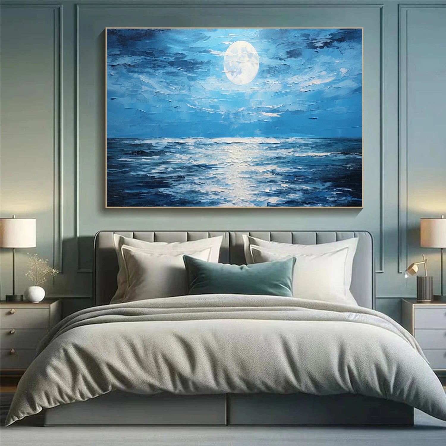 Sky And Ocean Abstract Textured Wall Art #SO282