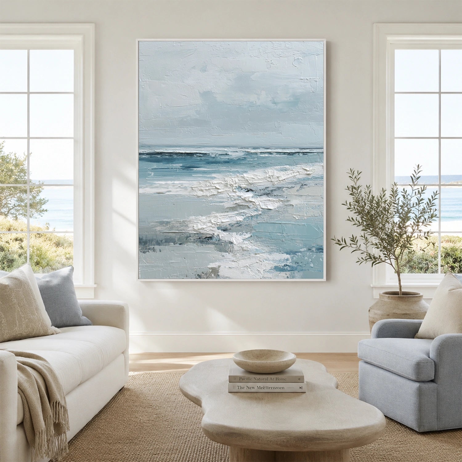 Sky And Ocean Abstract Textured Wall Art #SO442