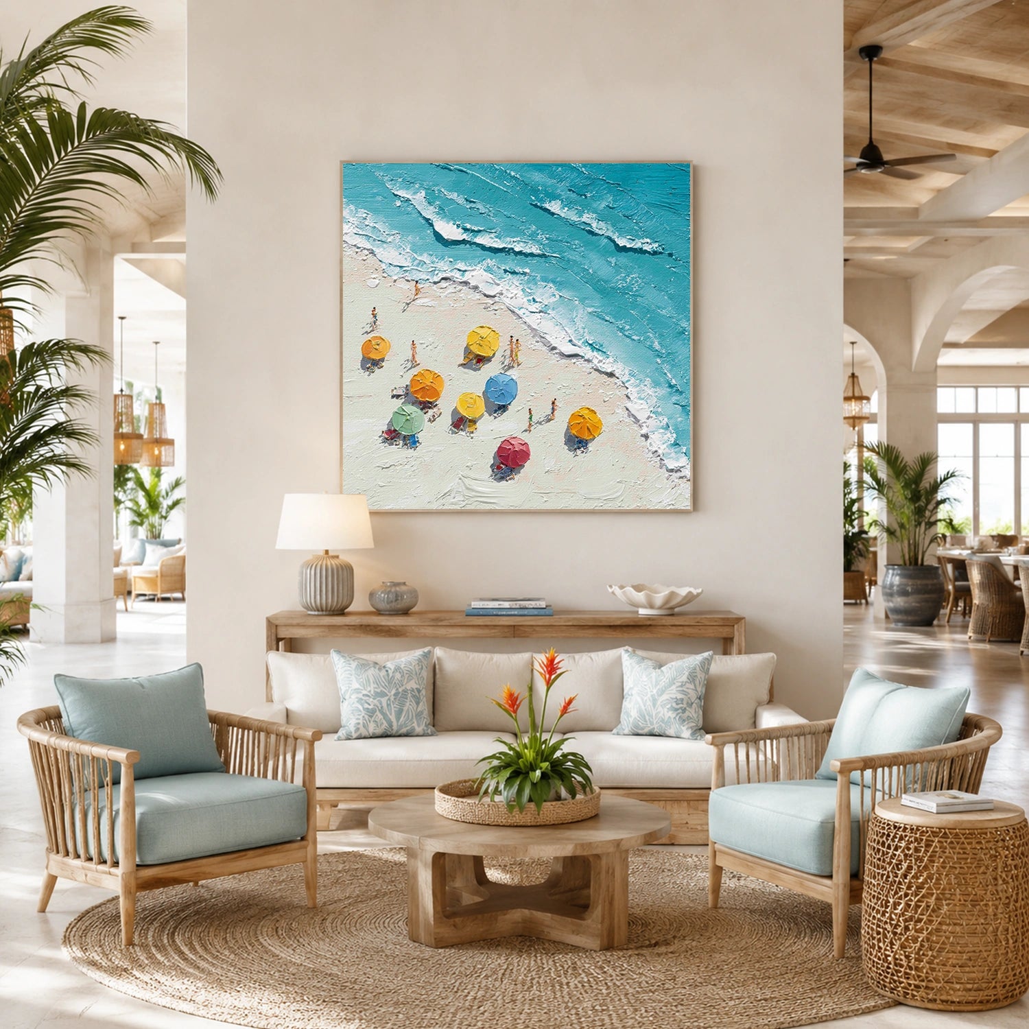 Sky And Ocean Abstract Textured Wall Art #SO420