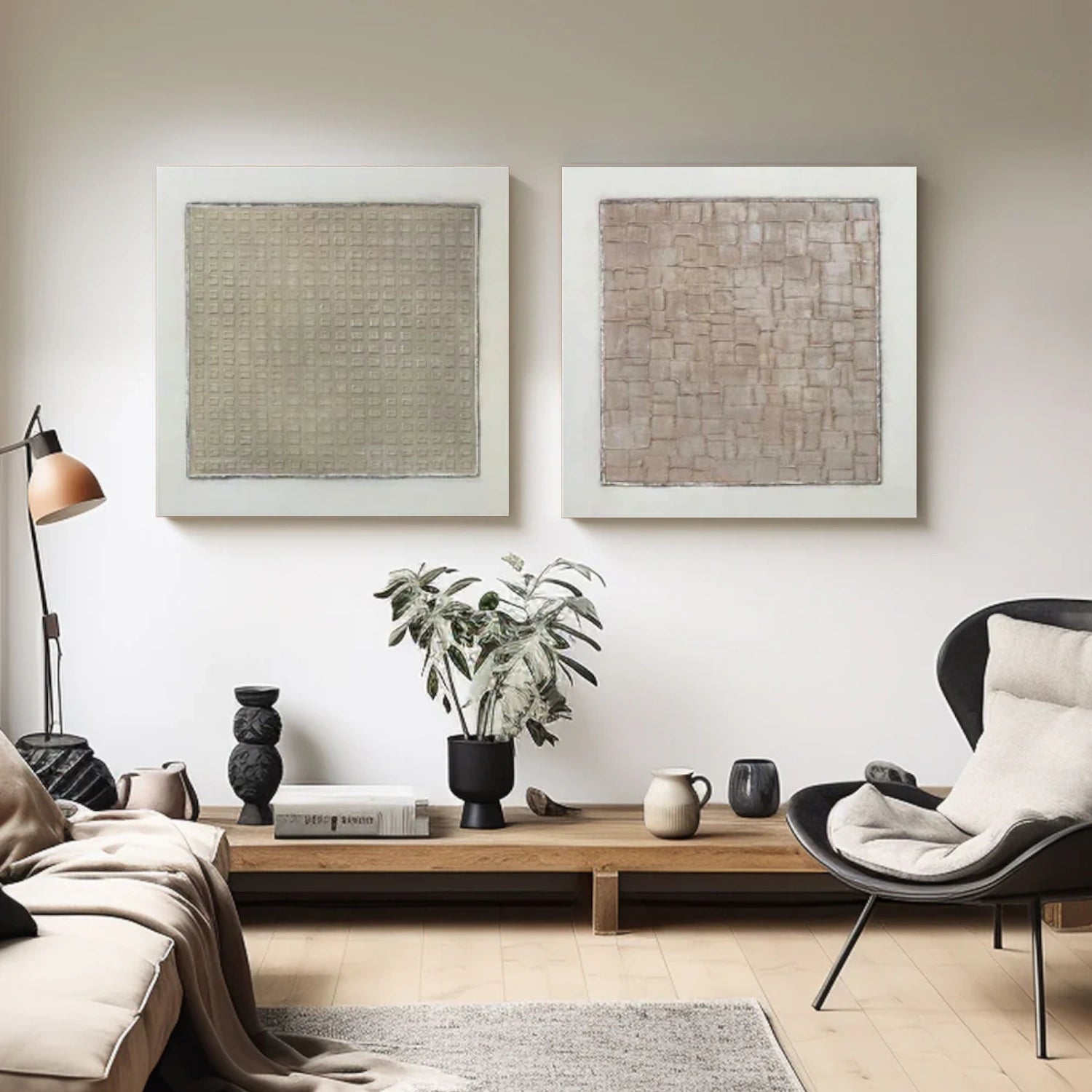 Wabi Sabi Abstract Textured Canvas Art Set of 2 #WA205