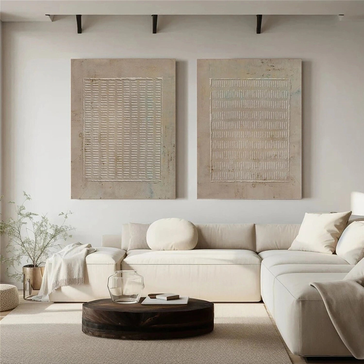 Wabi Sabi Abstract Textured Canvas Art Set of 2 #WA196