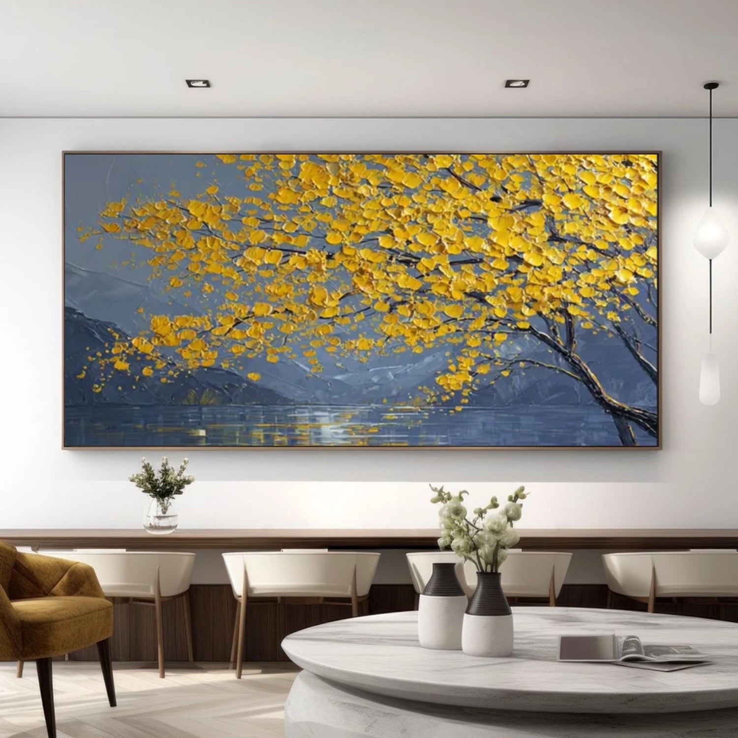 Tree And Flower Abstract Textured Wall Art #TF145