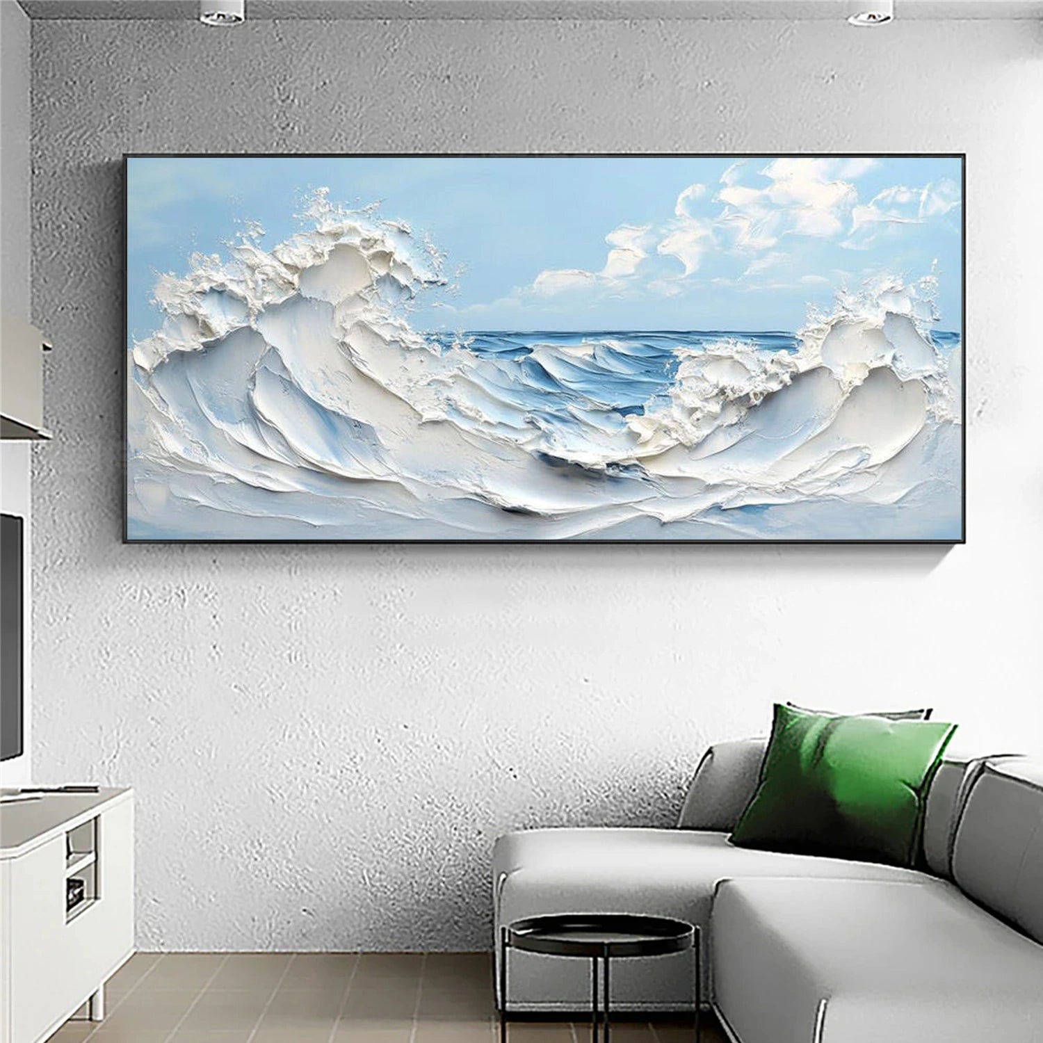 Sky And Ocean Abstract Textured Wall Art #SO397