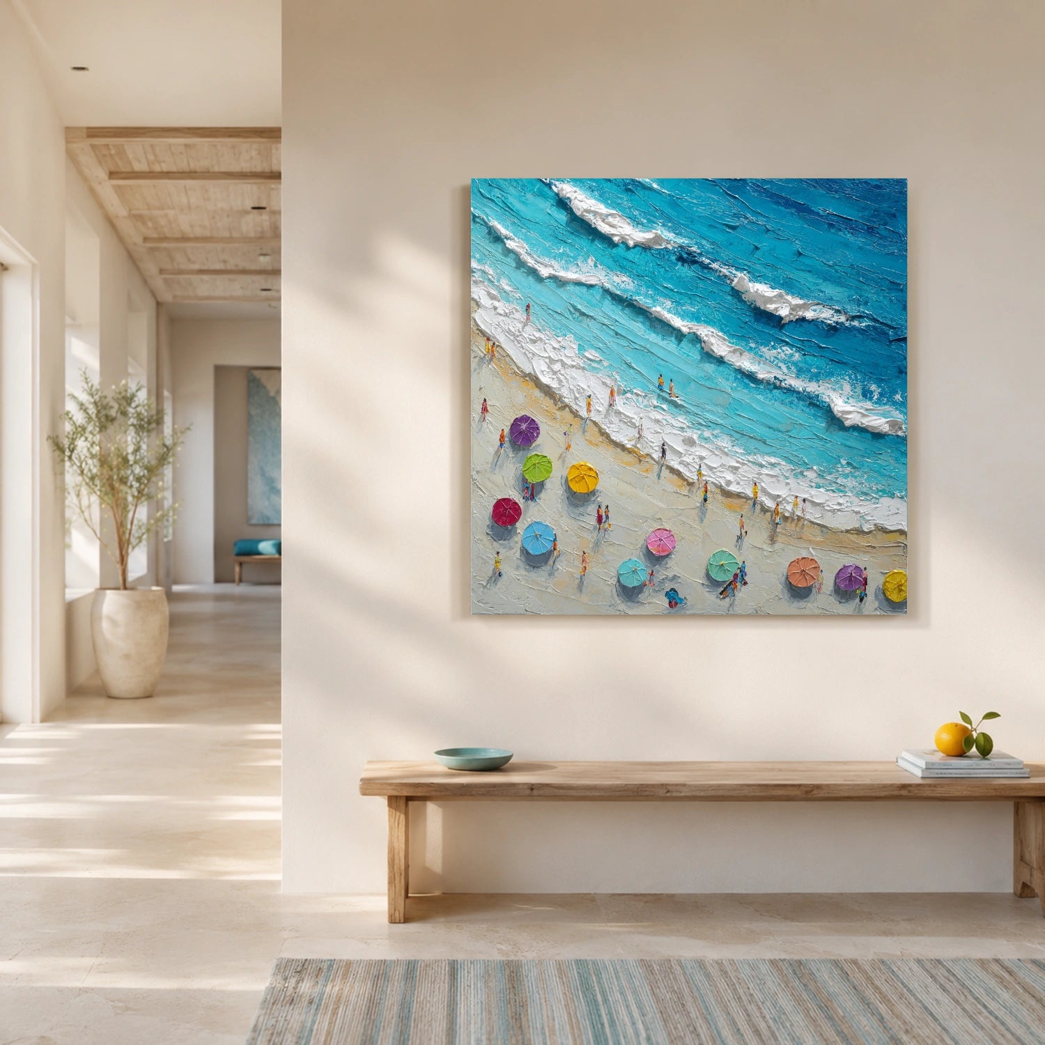 Sky And Ocean Abstract Textured Wall Art #SO421