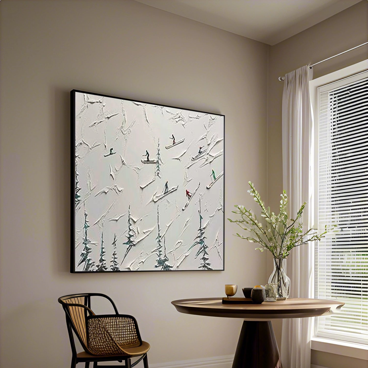 Skiing Sport Textured Wall Art #BA048