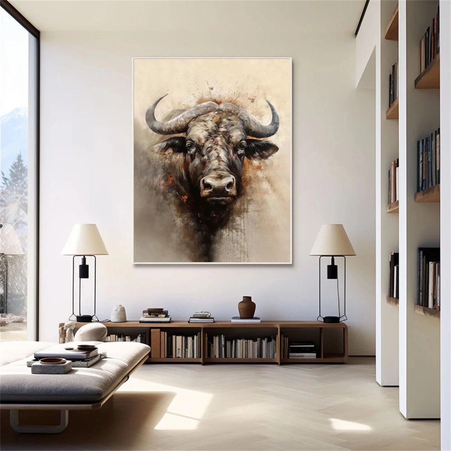 Abstract Animal Buffalo Wall Art #AT035