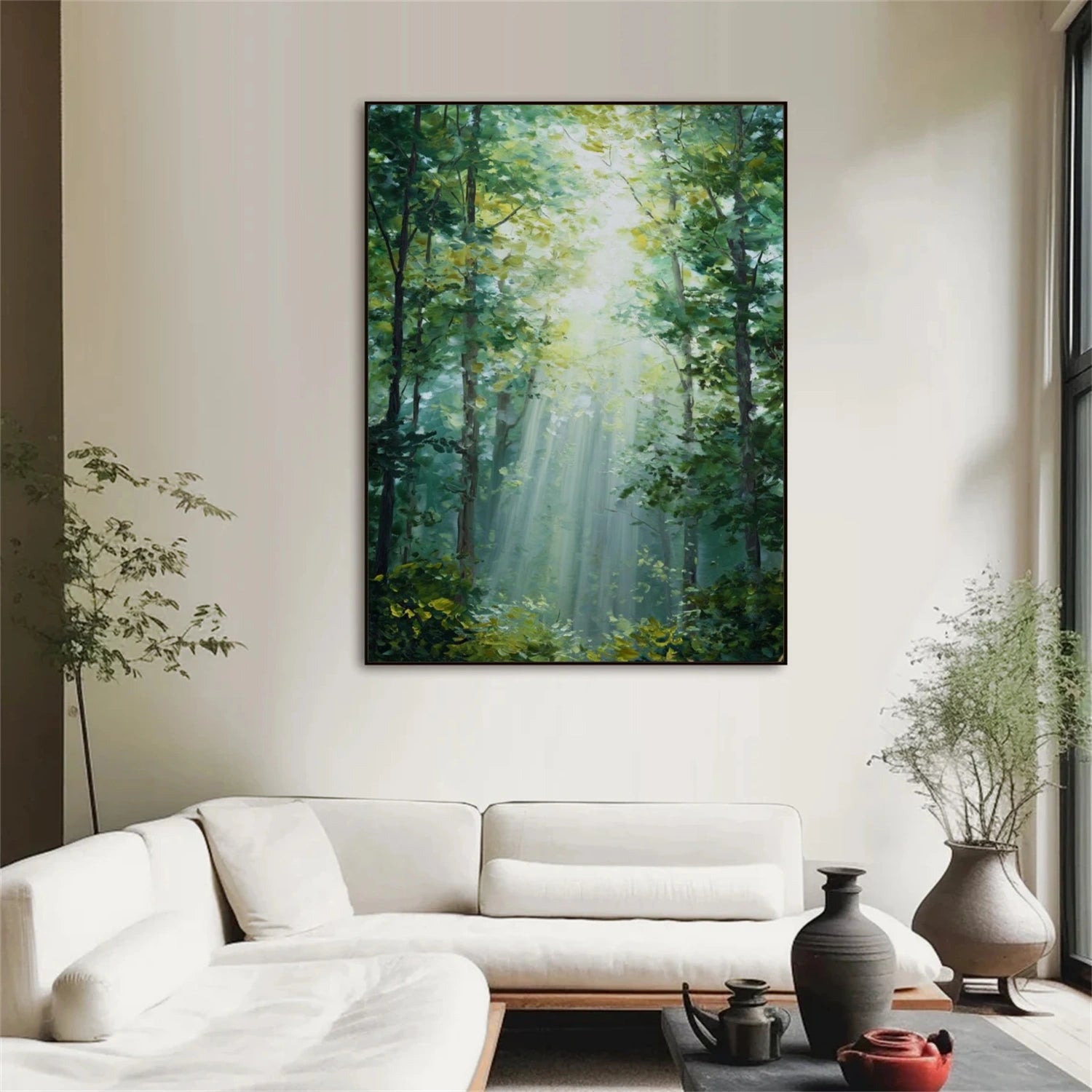 Green Tree And Flower Abstract Wall Art #TF136