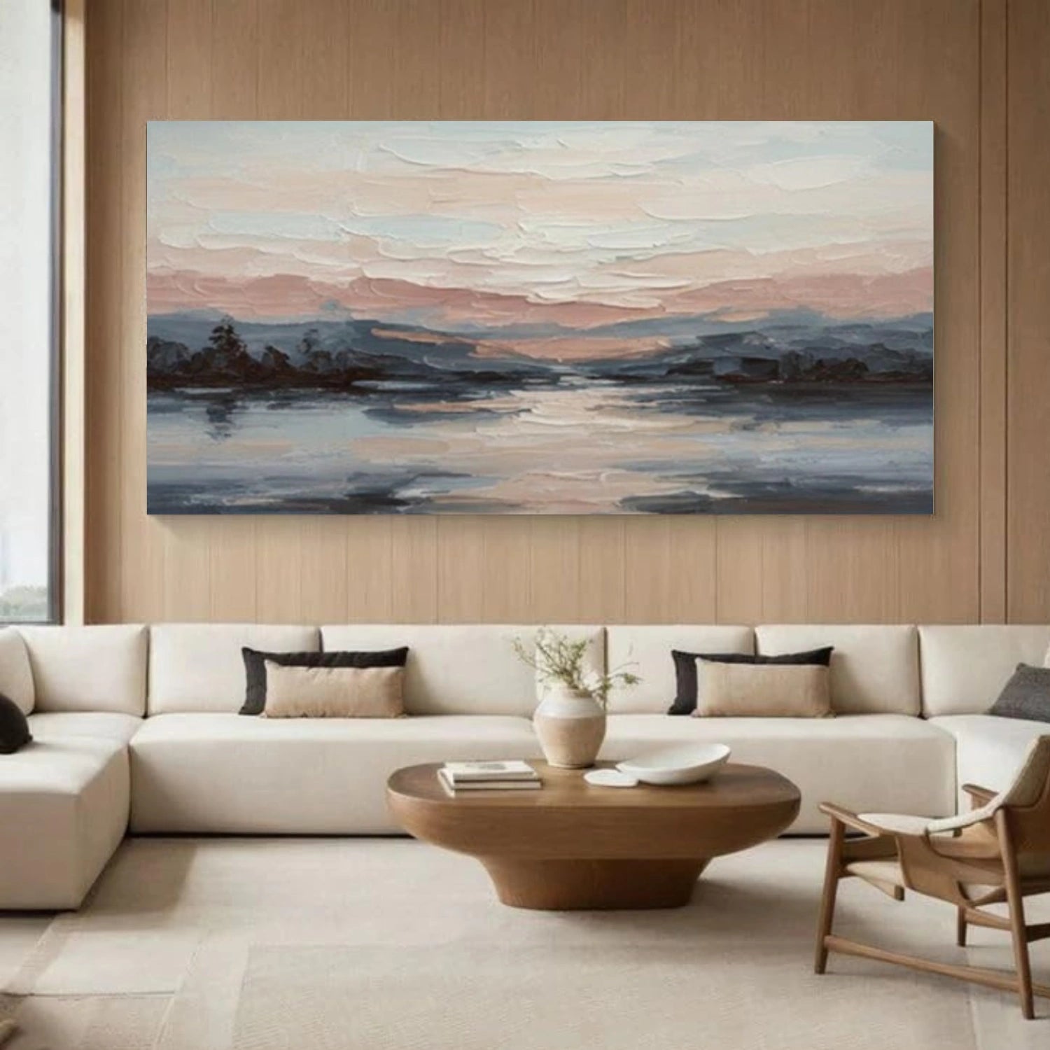 Sky And Ocean Abstract Textured Wall Art #SO387