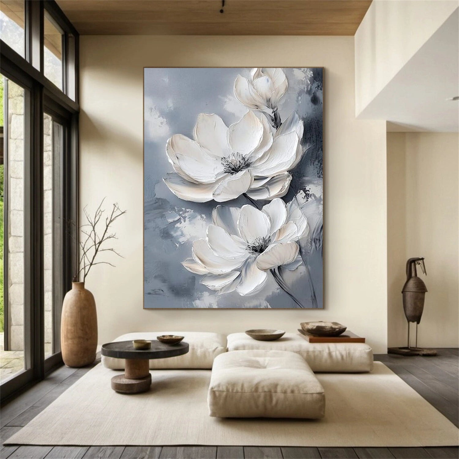 Tree And Flower Abstract Textured  Wall Art #TF202
