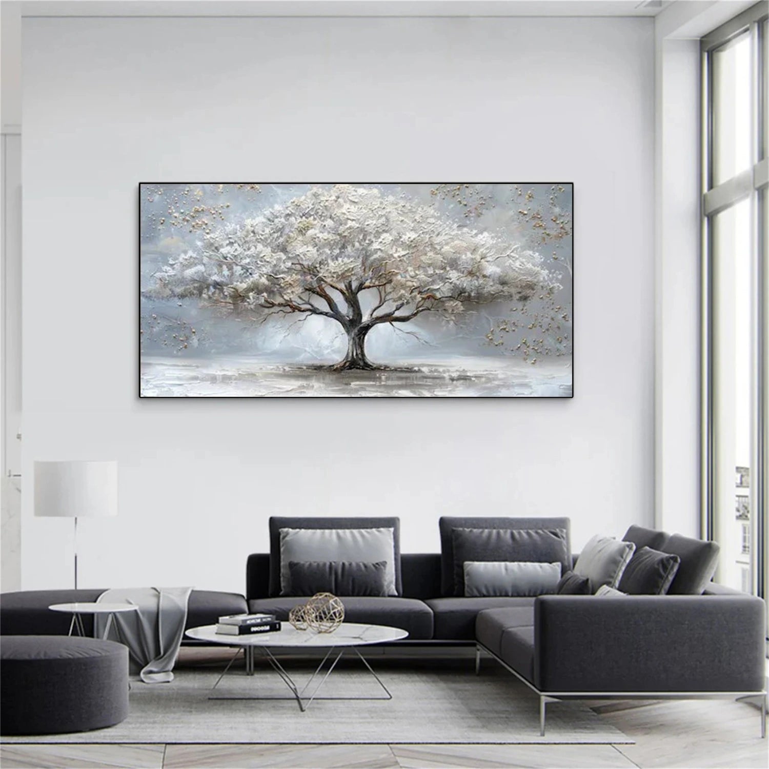 Tree And Flower Abstract Textured Wall Art #TF178