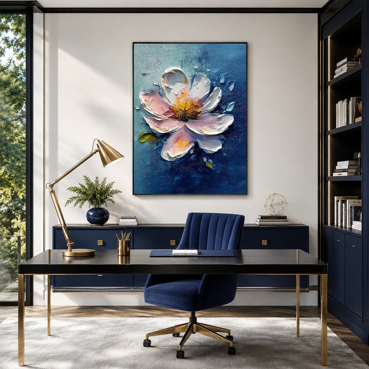 Tree And Flower Abstract Textured Wall Art #TF230