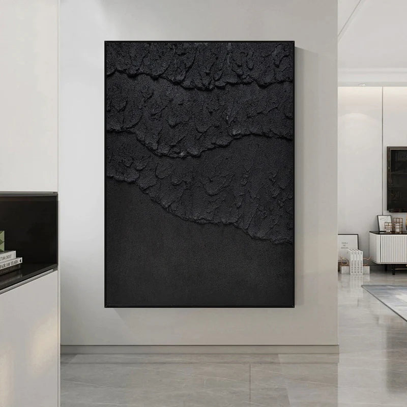 Black Textured Minimalist Wall Art #BT019