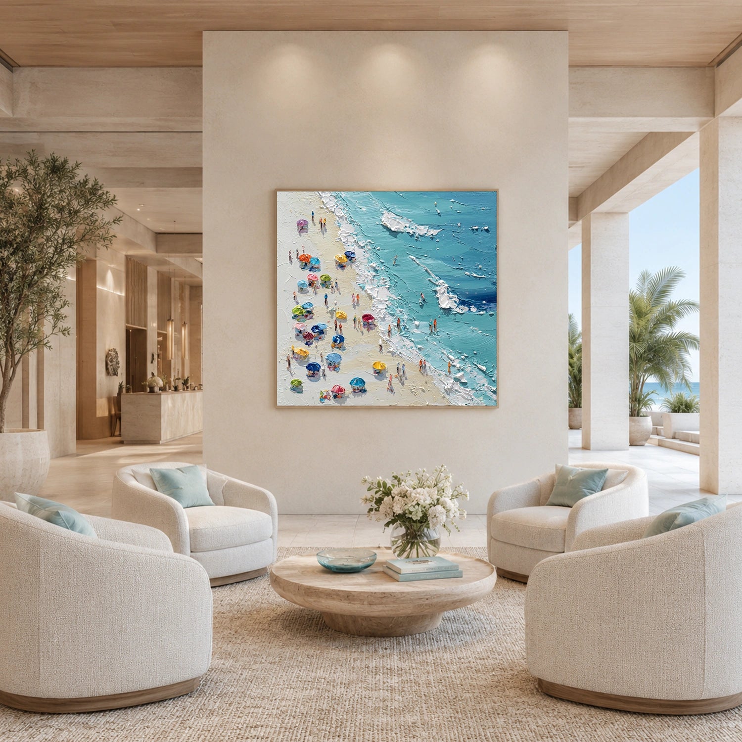 Sky And Ocean Abstract Textured Wall Art #SO423
