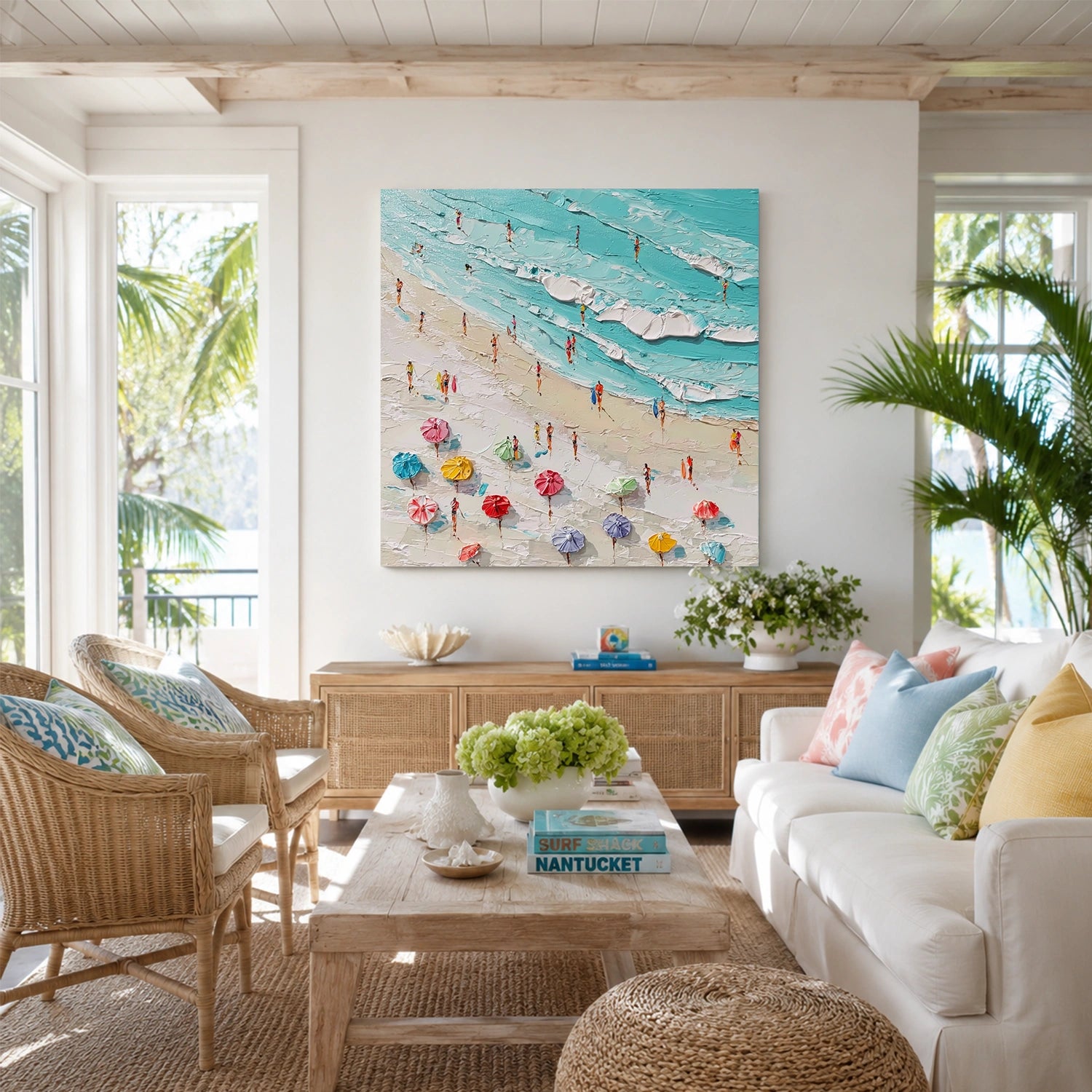 Sky And Ocean Abstract Textured Wall Art #SO426