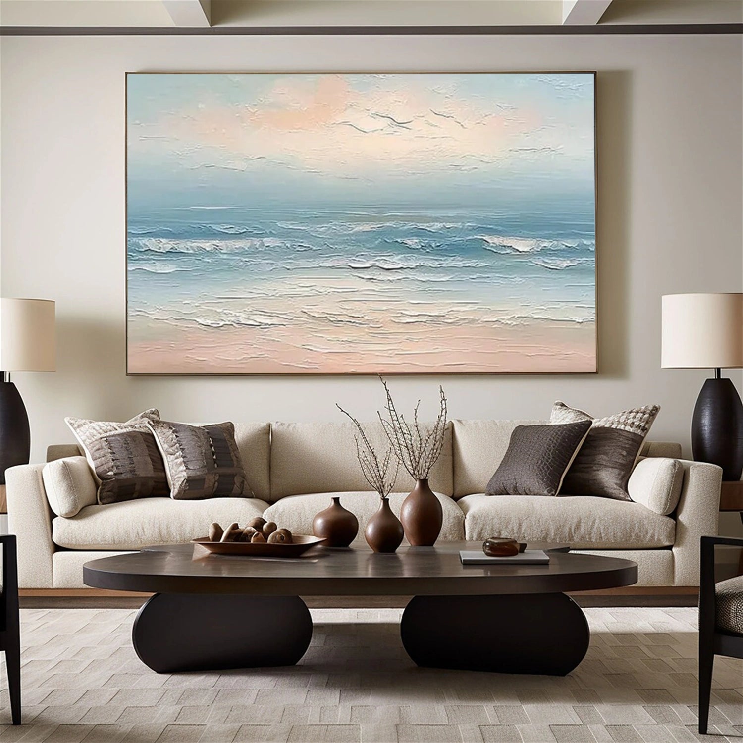 Sky And Ocean Abstract Textured Wall Art #SO384