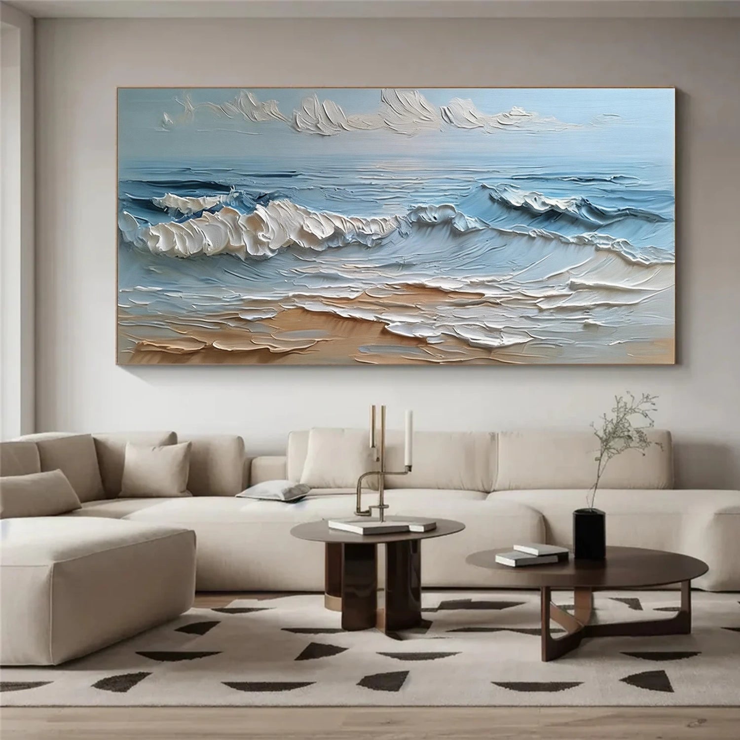 Sky And Ocean Abstract Textured Wall Art #SO411
