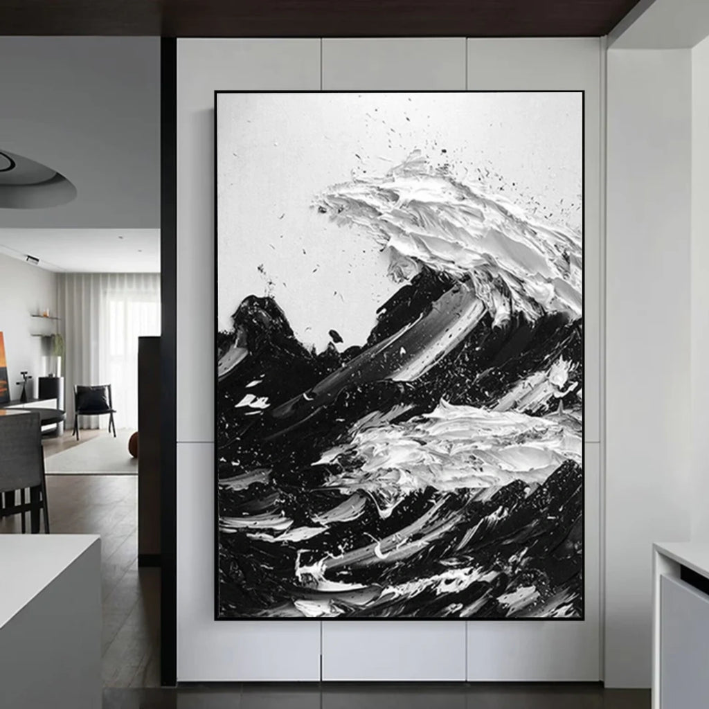 White Sky Ocean Abstract Textured Wall Art #SO301