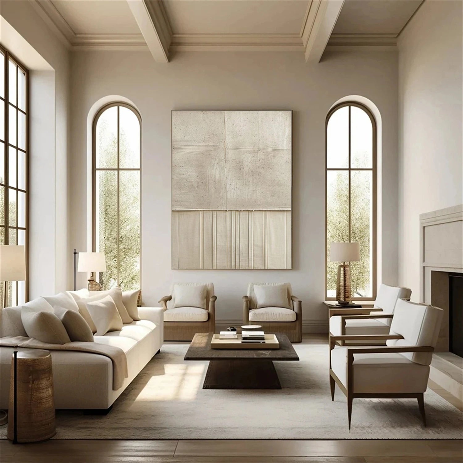 Beige & Brown Textured Minimalist Wall Art #BM035