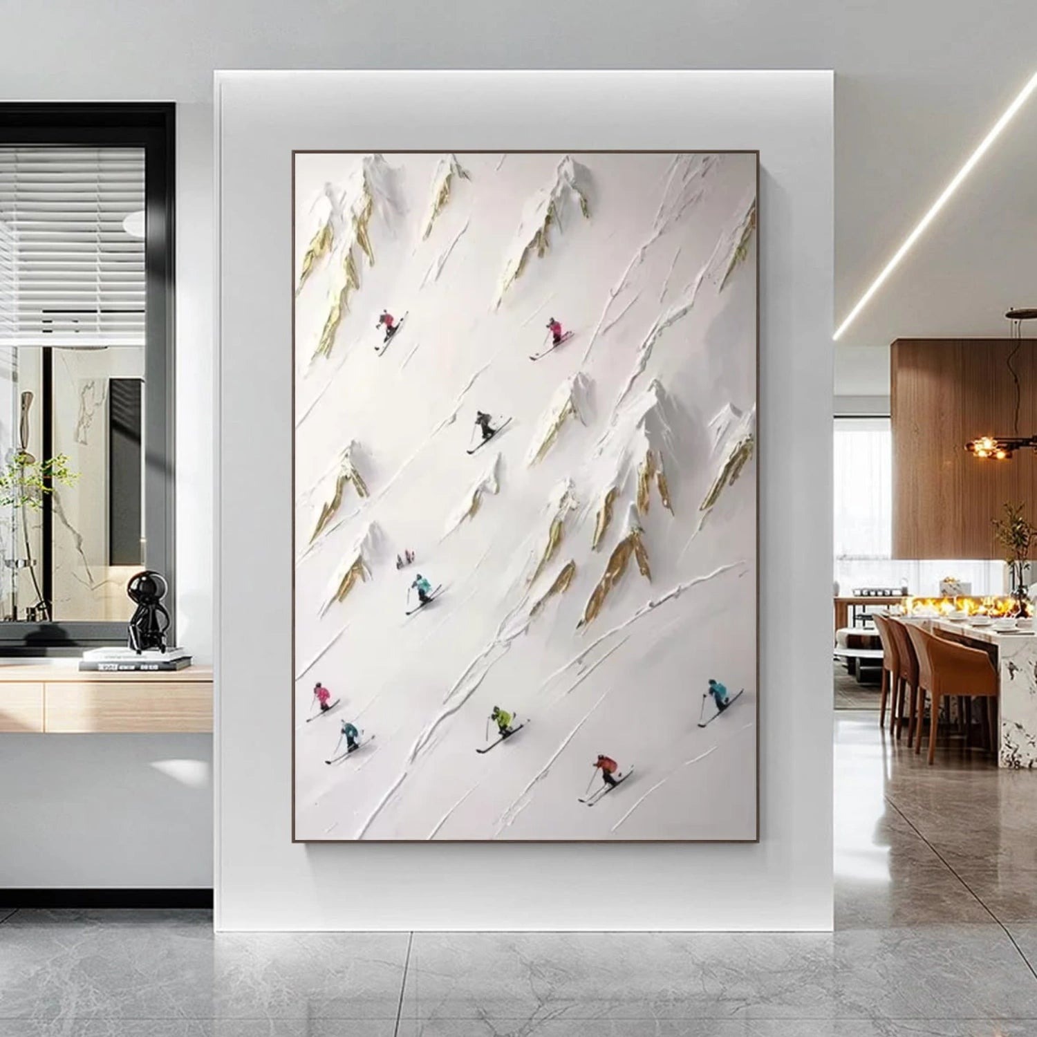 Skiing Sport Textured Wall Art #BA015