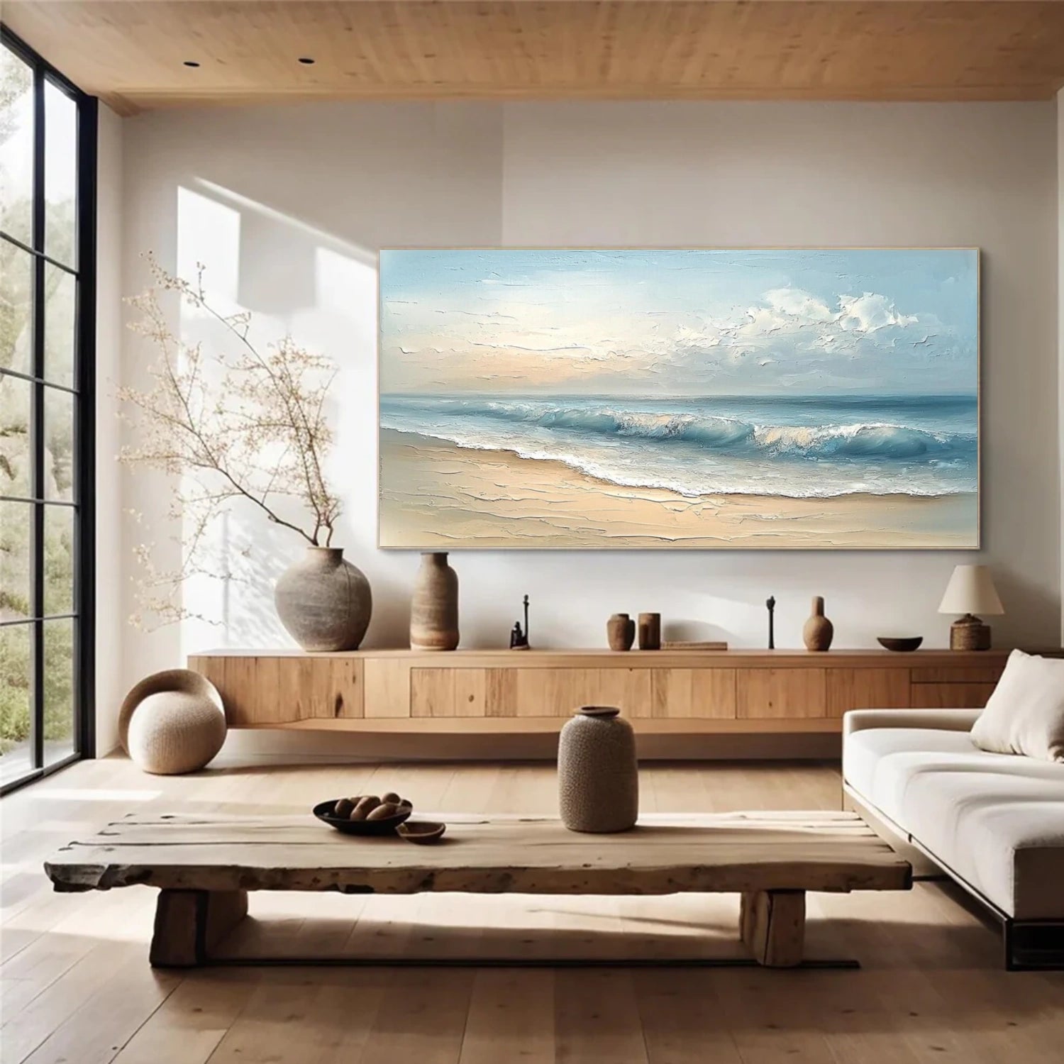 Sky And Ocean Abstract Textured Wall Art #SO348