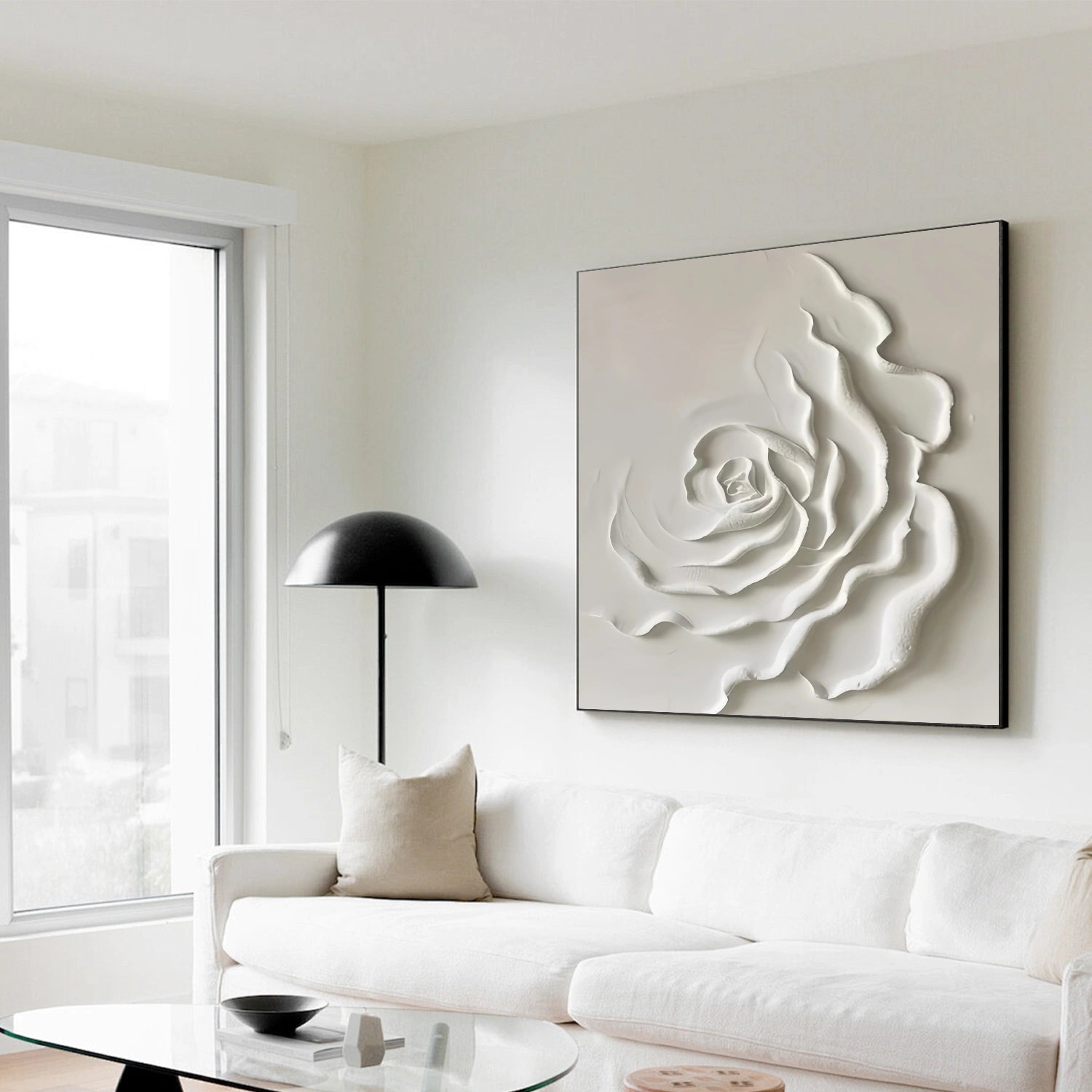White Tree And Flower Abstract Textured Wall Art #TF125
