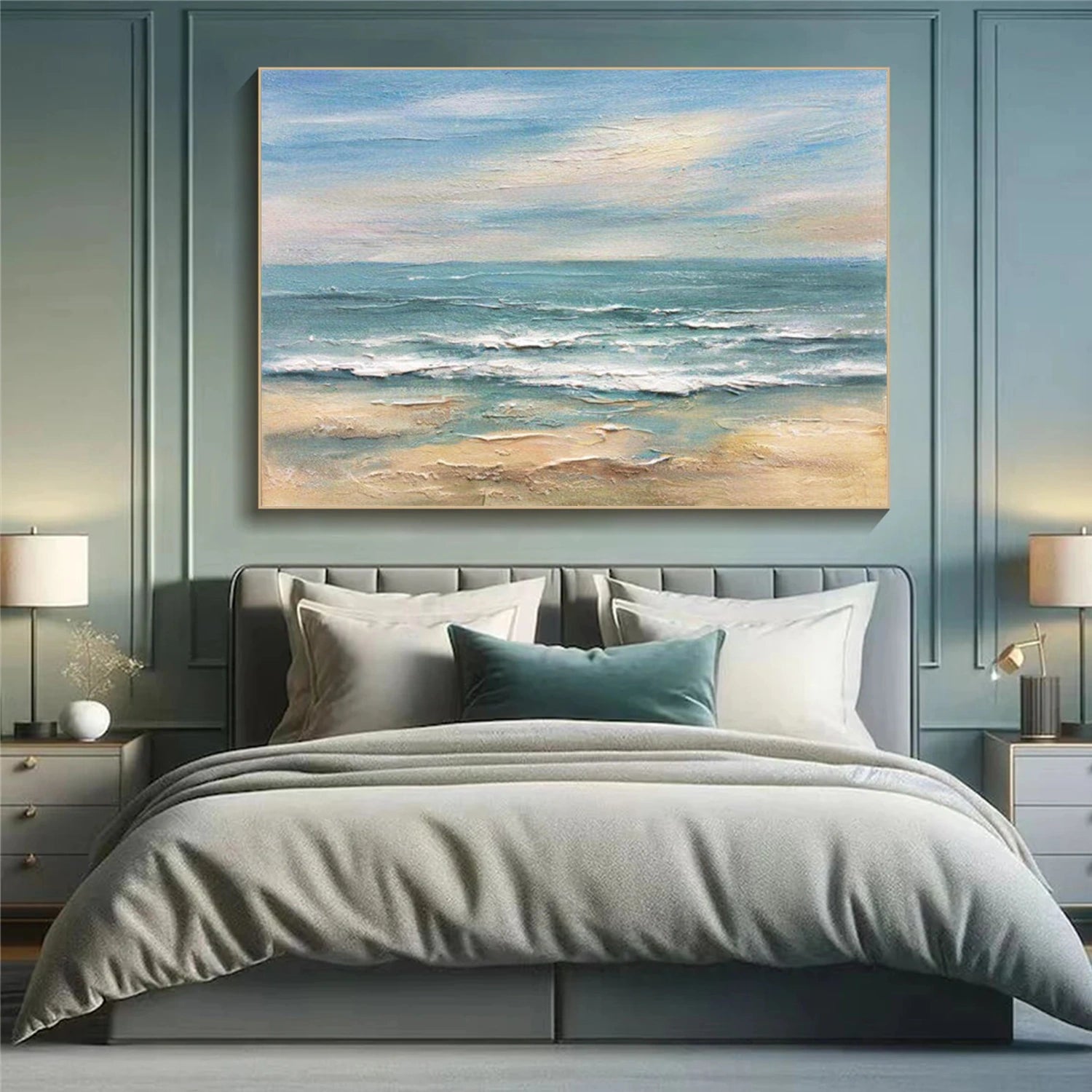 Sky And Ocean Abstract Textured Wall Art #SO258