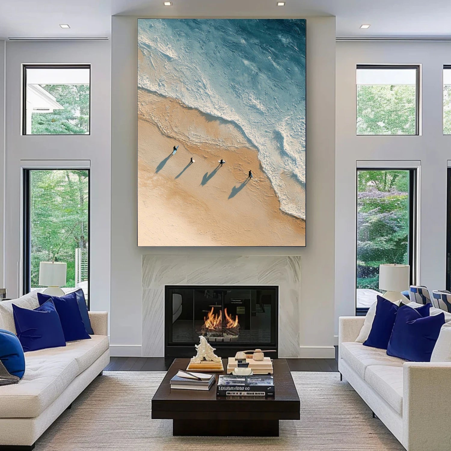 Sky And Ocean Abstract Textured Wall Art #SO405