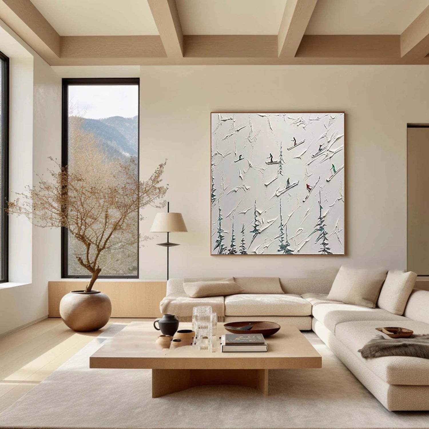 Skiing Sport Textured Wall Art #BA048