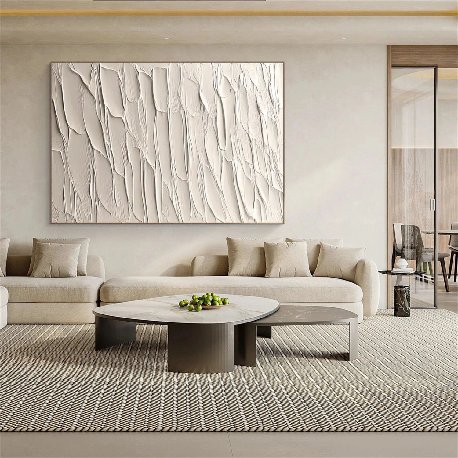 White Textured Minimalist Wall Art #WT193