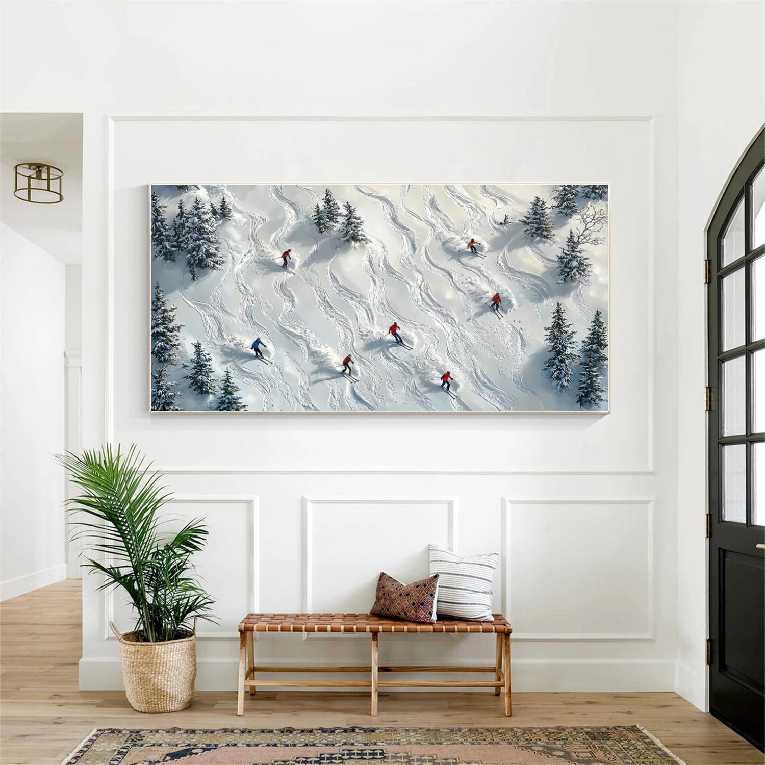 Skiing Sport Textured Wall Art #BA039