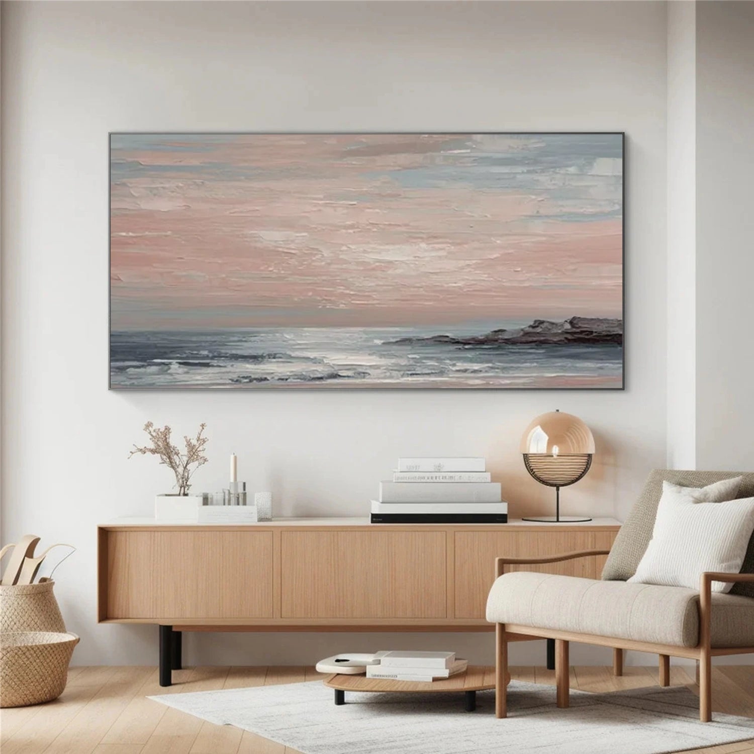 Sky And Ocean Abstract Textured Wall Art #SO386