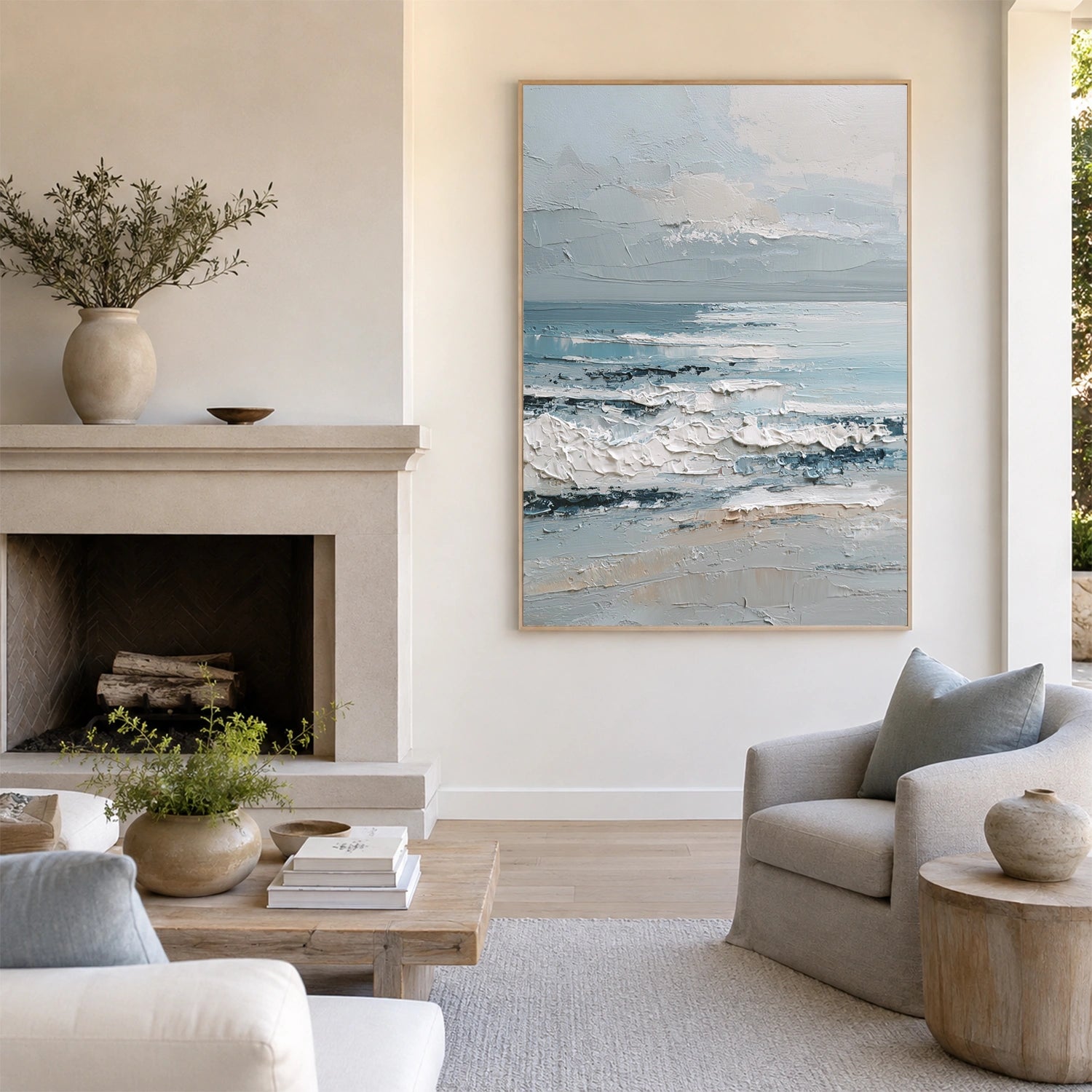 Sky And Ocean Abstract Textured Wall Art #SO441