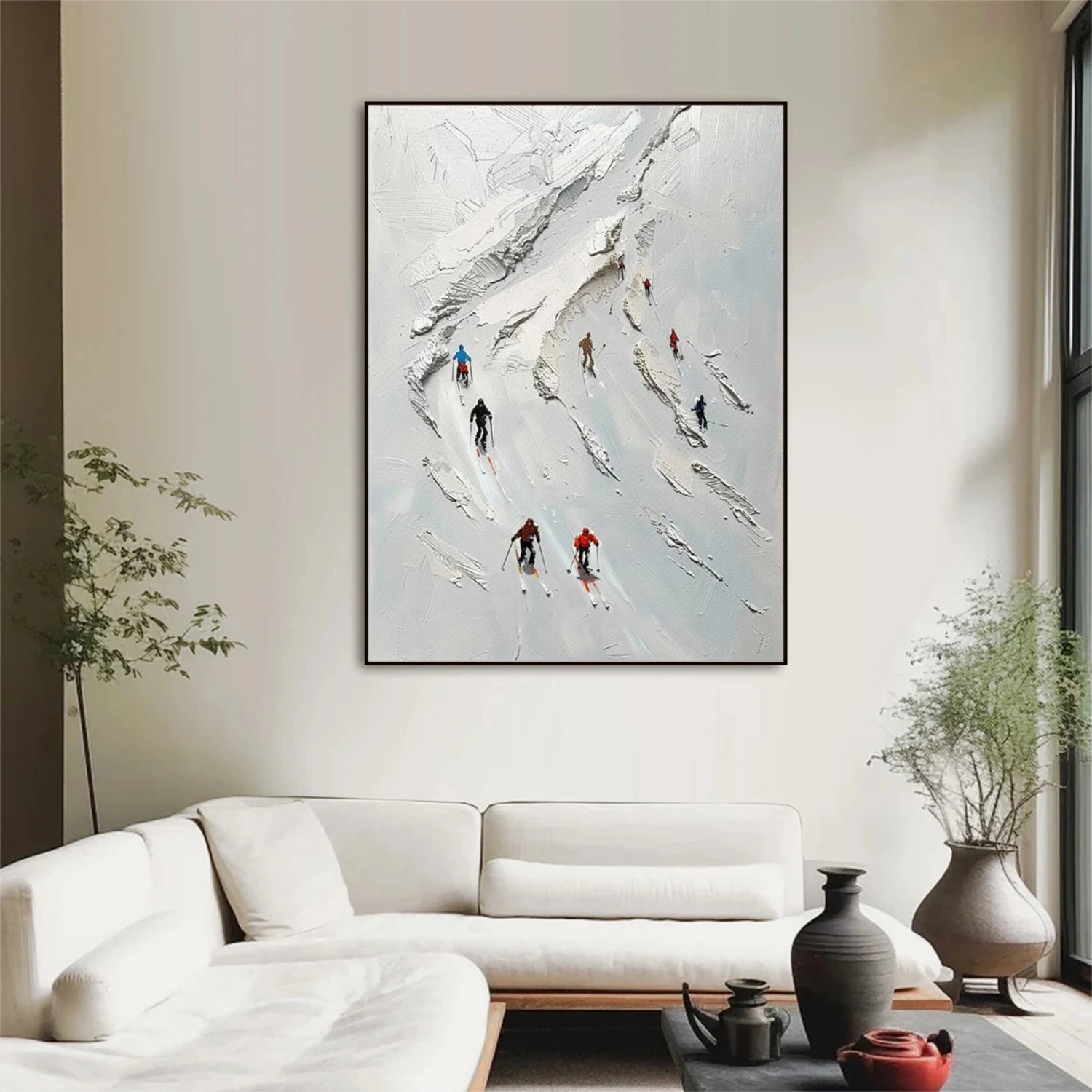 Skiing Sport Textured Wall Art #BA033