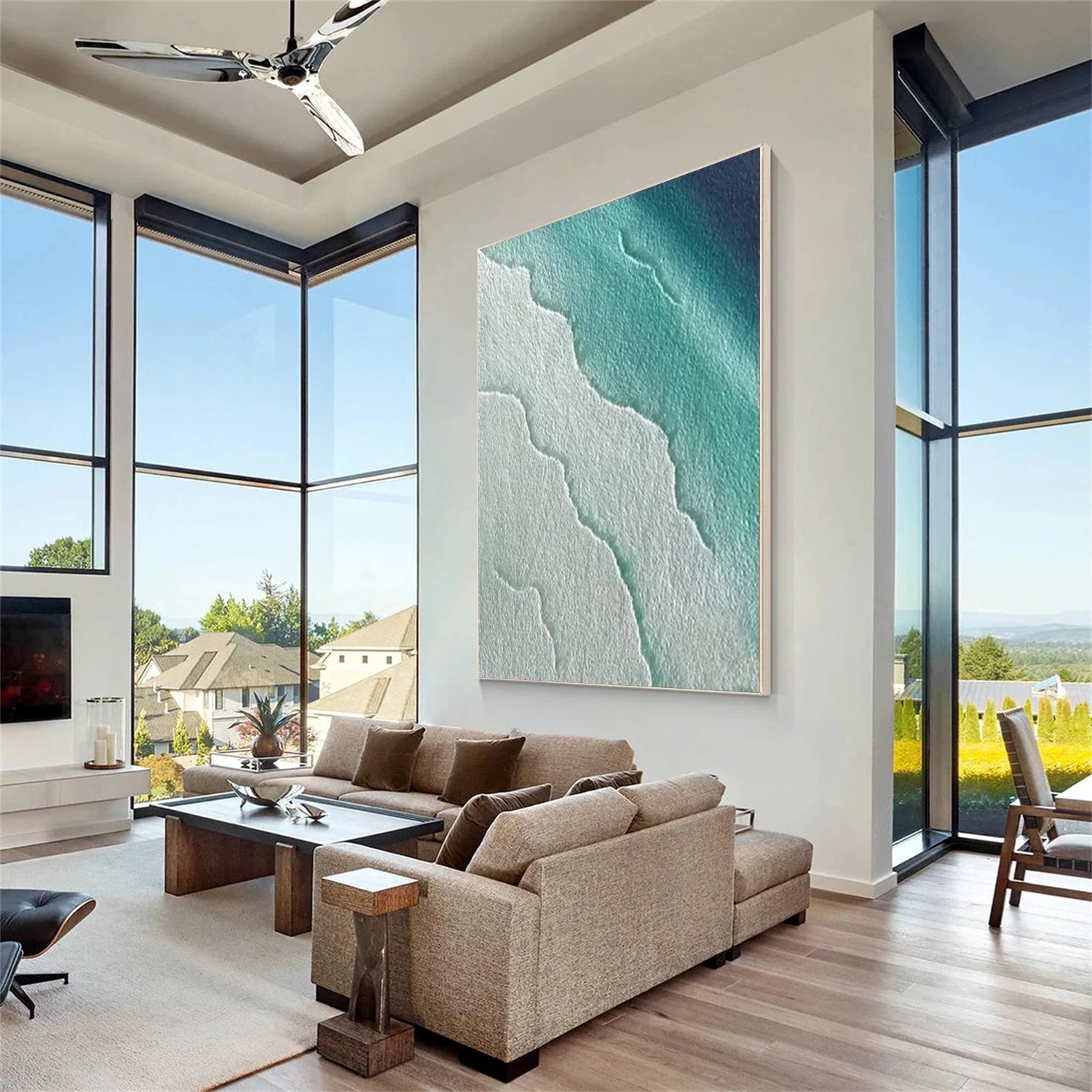 Sky And Ocean Abstract Textured Wall Art #SO280