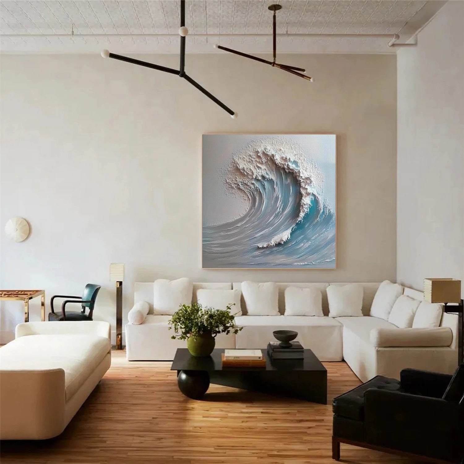 Sky And Ocean Abstract Textured Wall Art #SO298