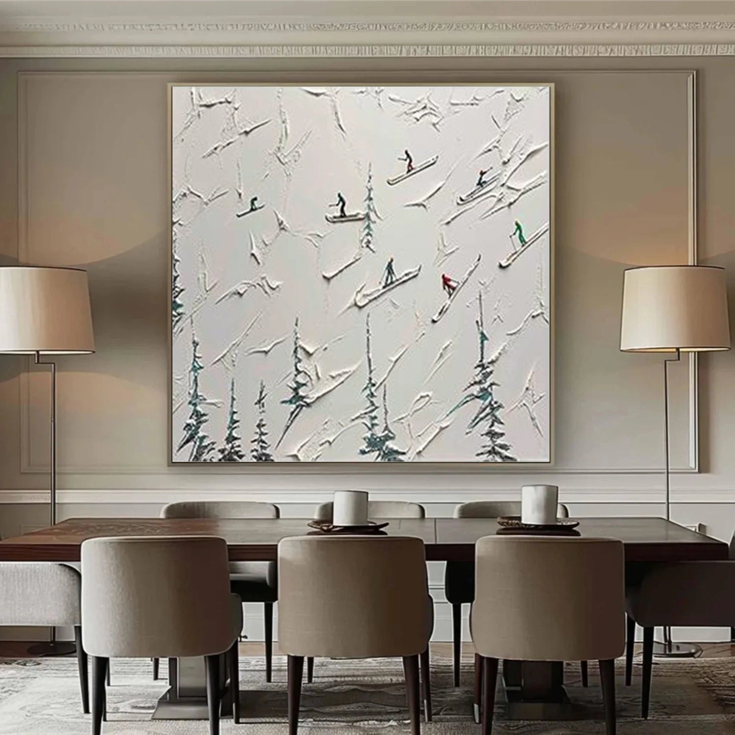 Skiing Sport Textured Wall Art #BA048