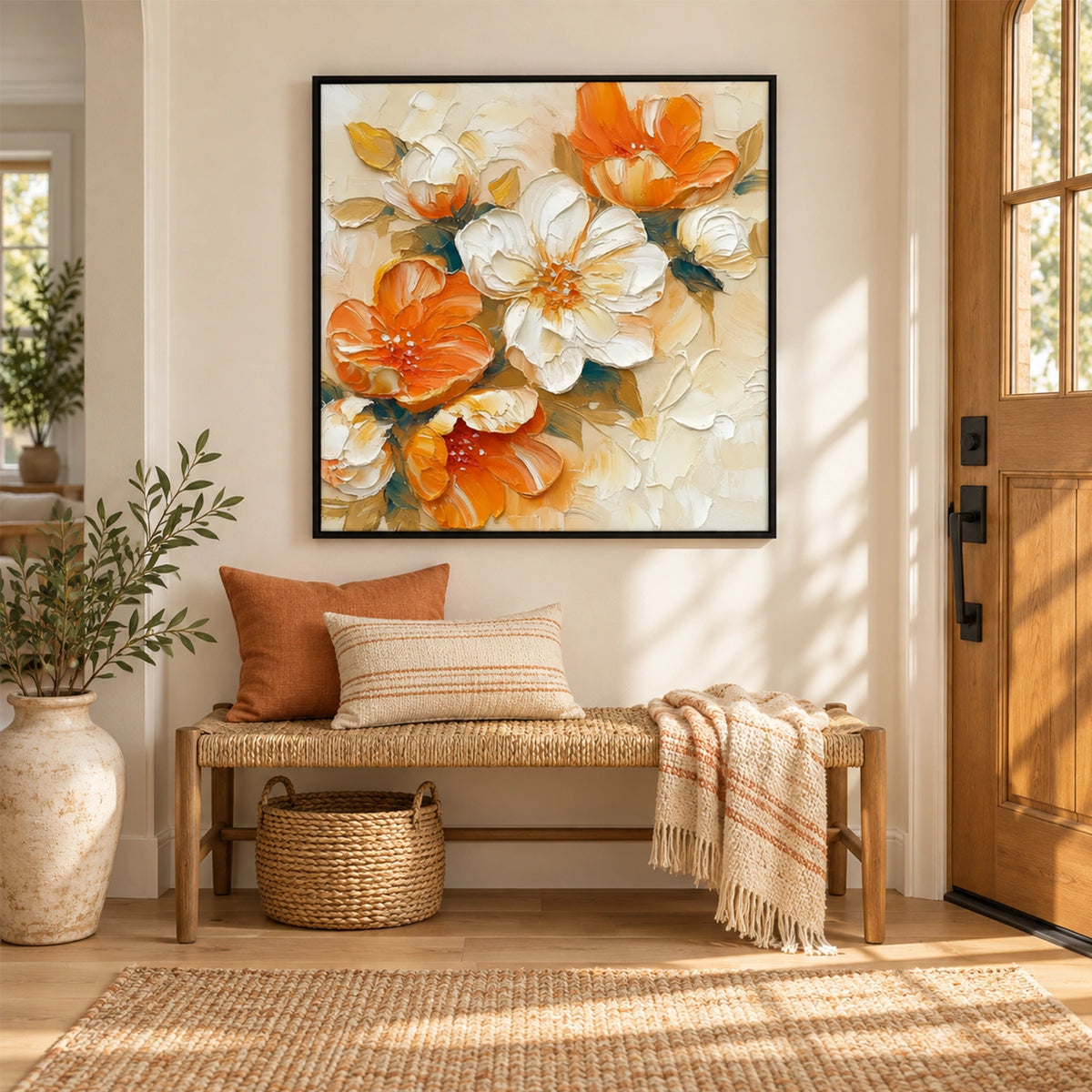 Tree And Flower Abstract Textured Wall Art #TF224