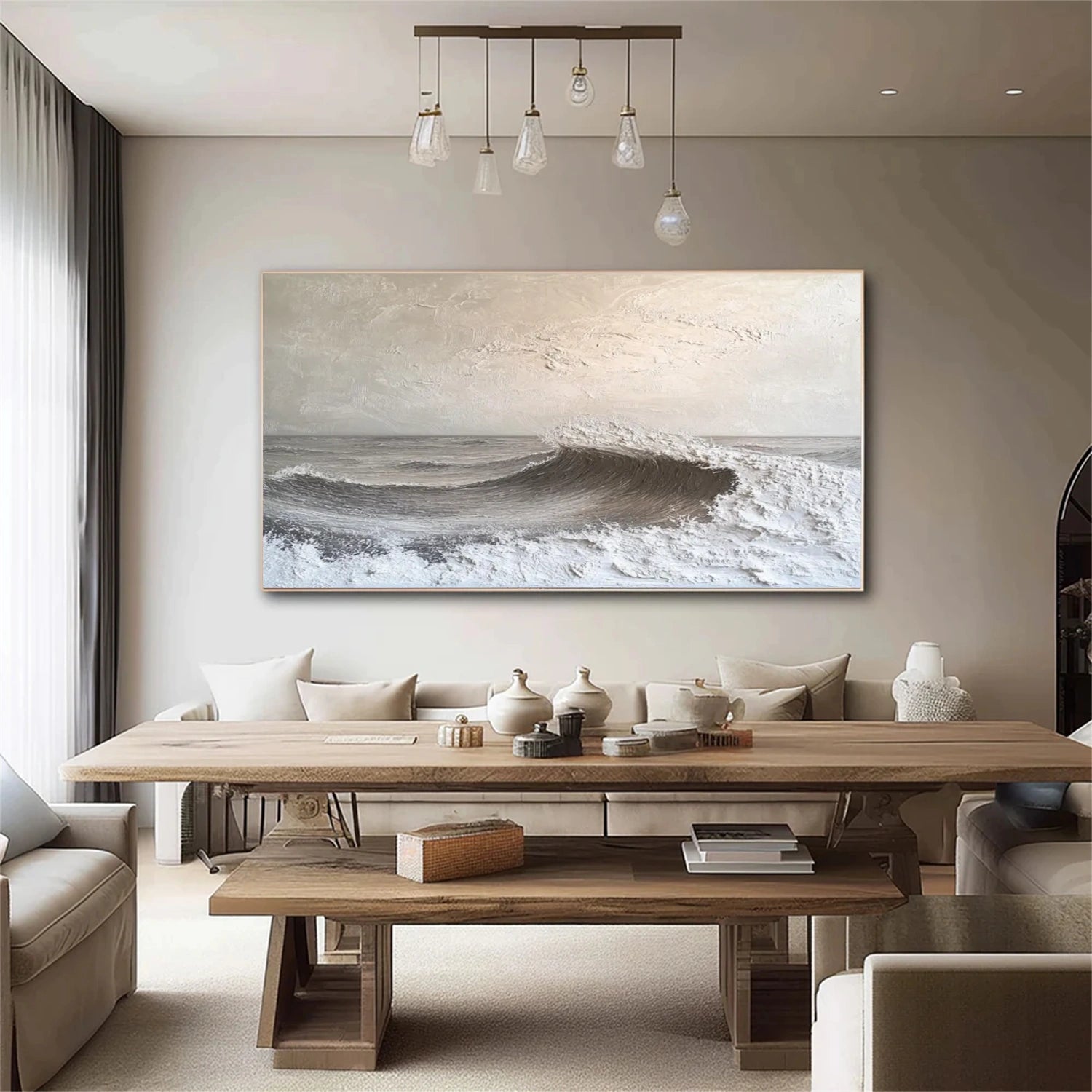 Sky And Ocean Abstract Textured Wall Art #SO318