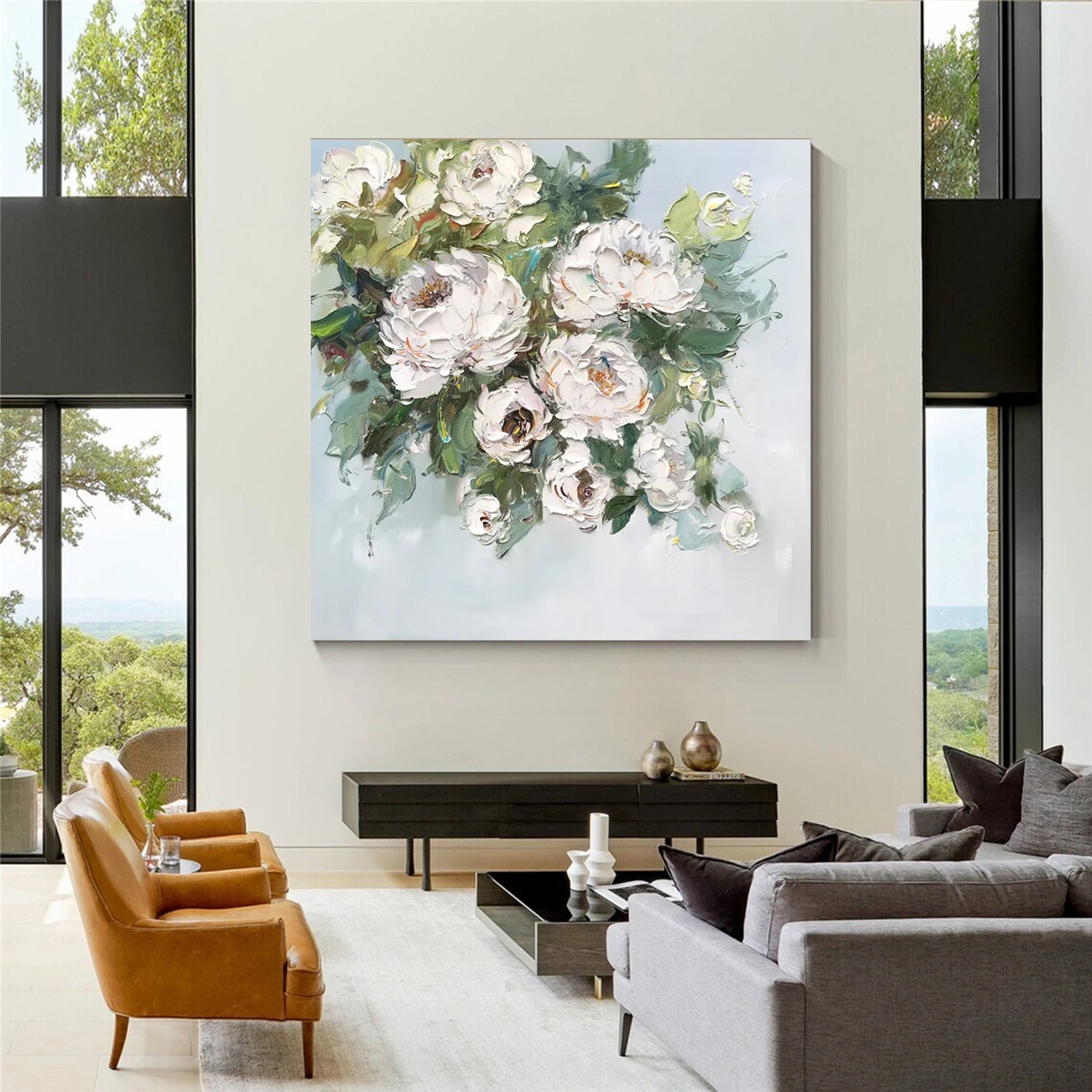 Tree And Flower Abstract Textured Wall Art #TF109