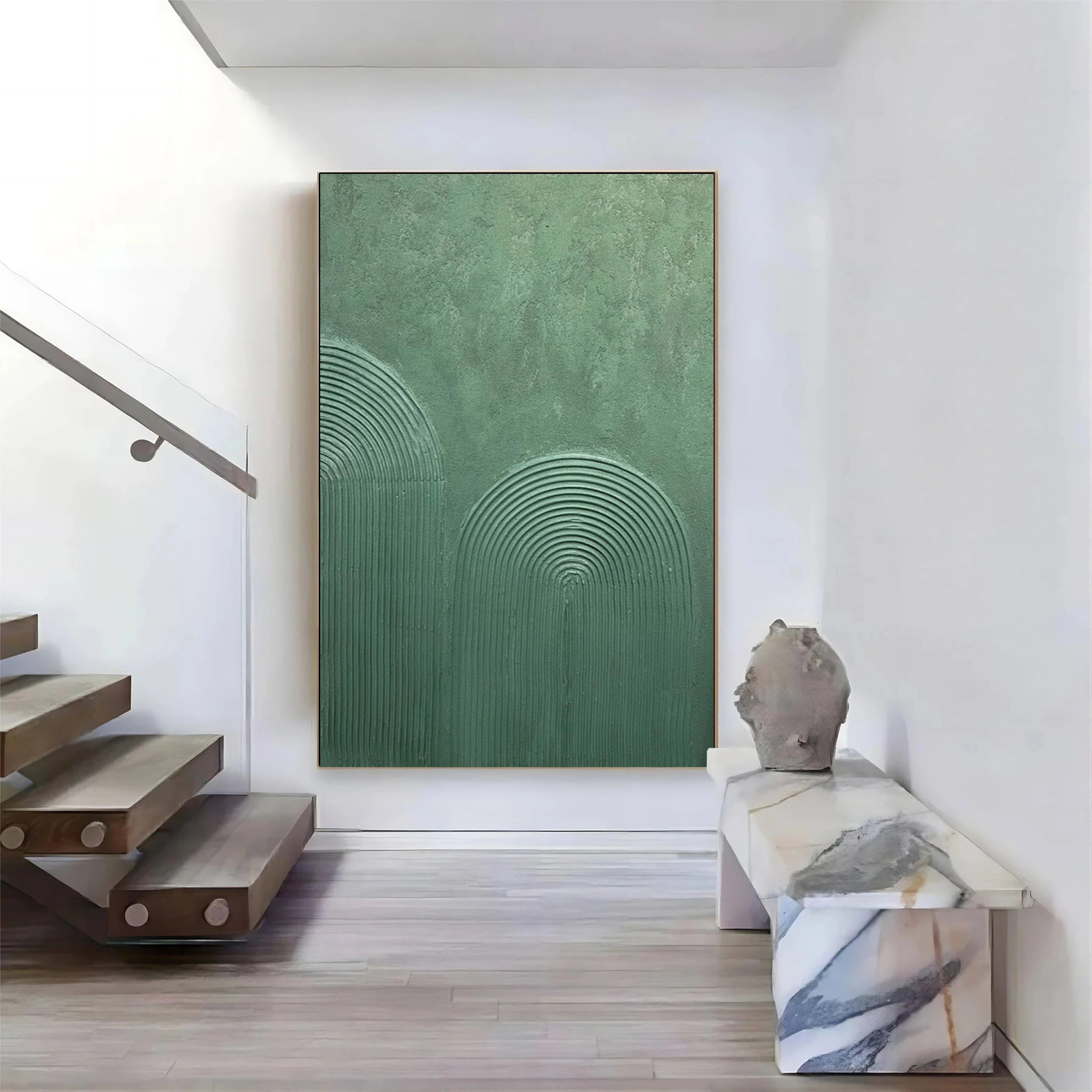 Green Textured Minimalist Wall Art #GT003