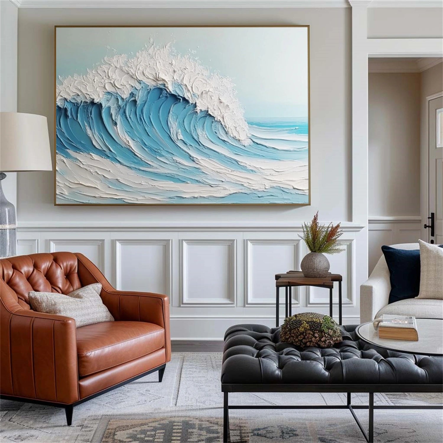 Sky And Ocean Abstract Textured Wall Art #SO297