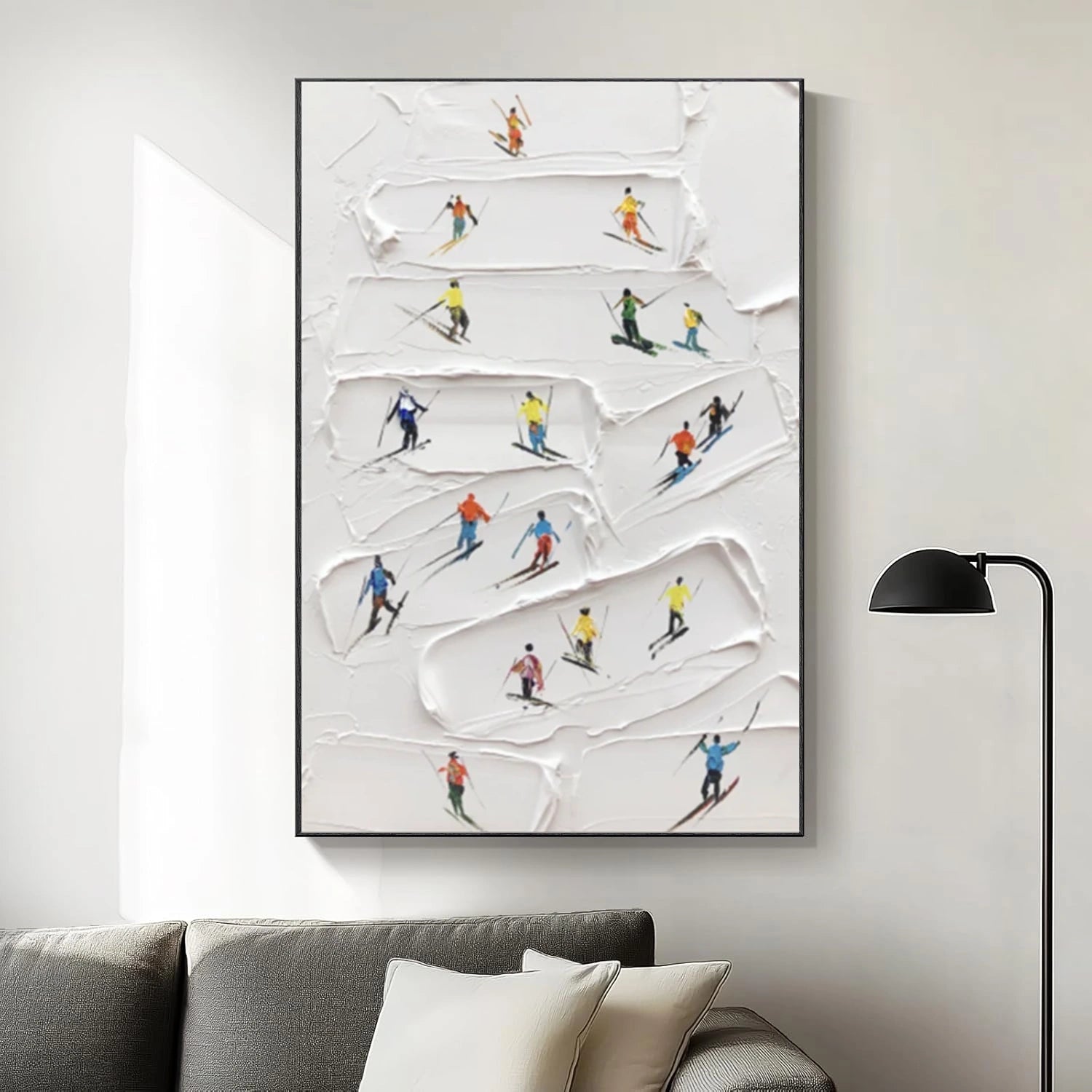 Skiing Sport Textured Wall Art #BA032