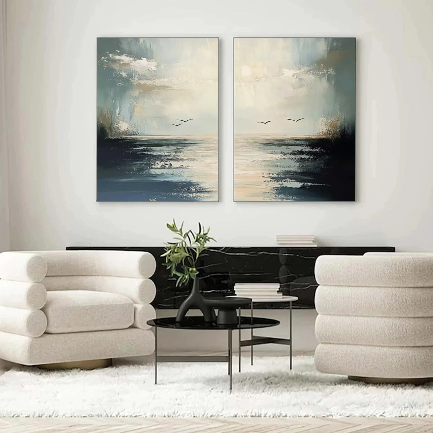 Sky And Ocean Abstract Wall Art Set of 2 #SO250